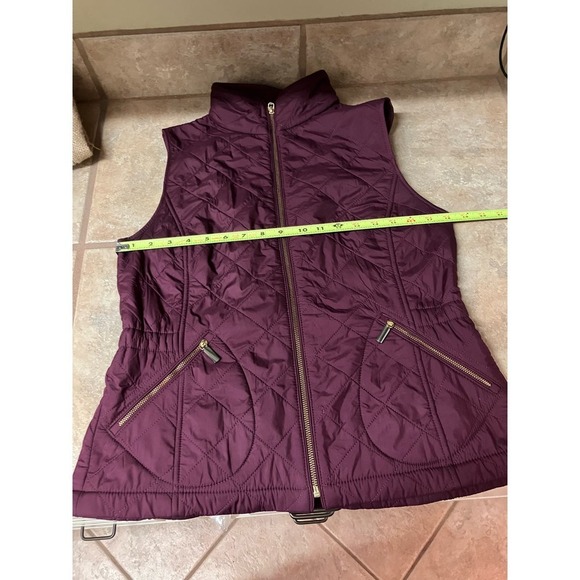 Talbots Quilted Purple Vest Small Gold Zipper Preppy Outdoor - Picture 6 of 10